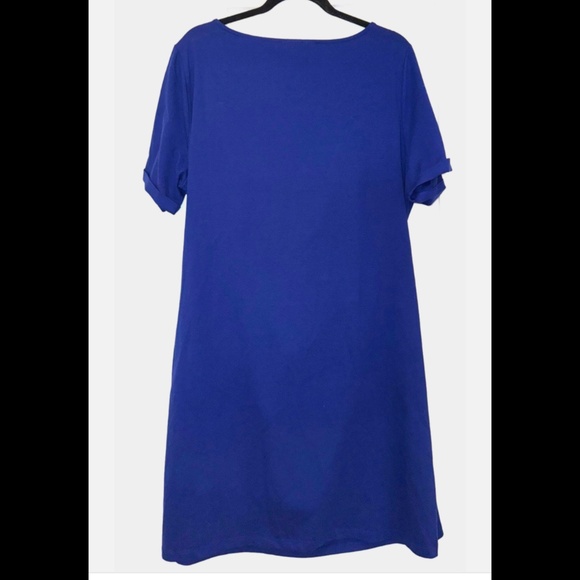 DKNY Blue Cotton Stretch Tshirt Side Knot Navy Blue Midi Dress Size XL - Picture 2 of 6